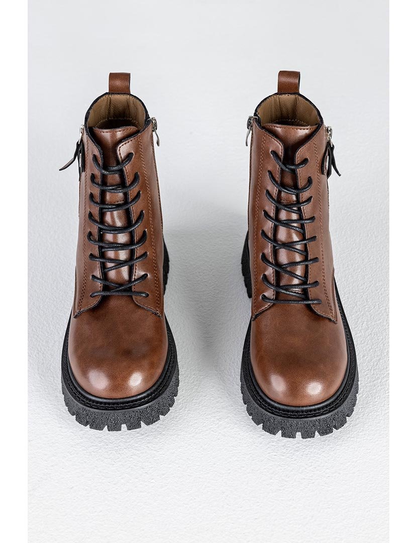 Brown Boots with Laces and Buckle