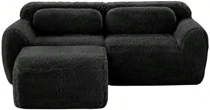 Superweiches Samtsofa für Zwei Personen mit Eckfunktion - beliebig kombinierbar, inklusive Kissen - hoch elastischer Schaumstoff, mühelos zusammenzubauen