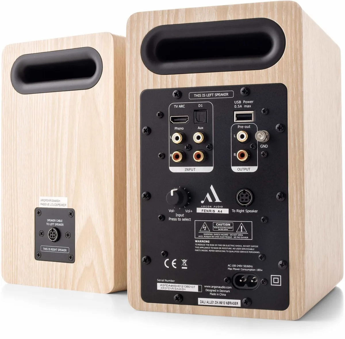 Argon Audio Fenris Active A4 Chêne Clair Enceintes sans fil hi-fi