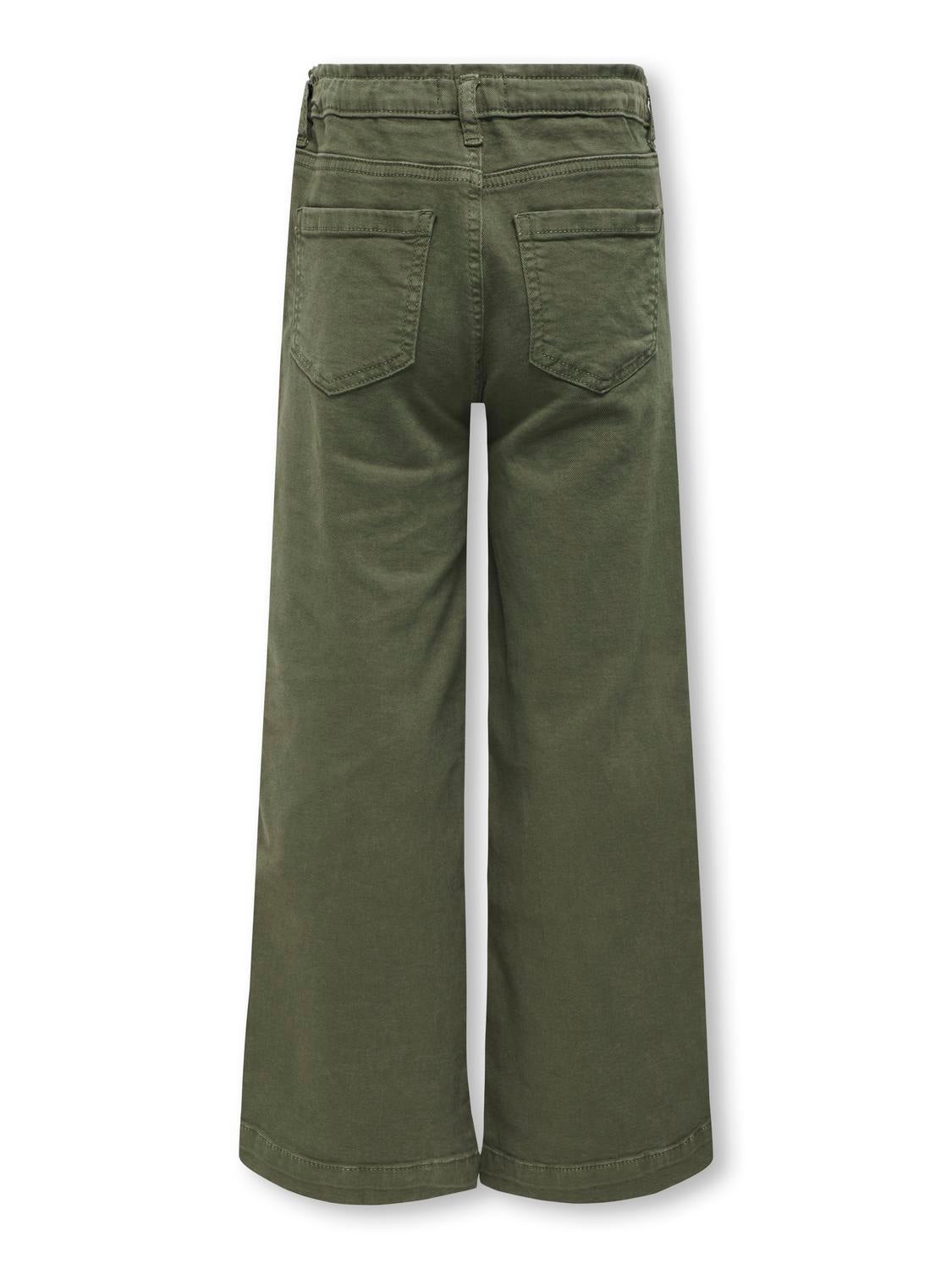 KOGNEW Mittlere Taille Verkürzt Hose mit weitem Beinschnitt Kalamata