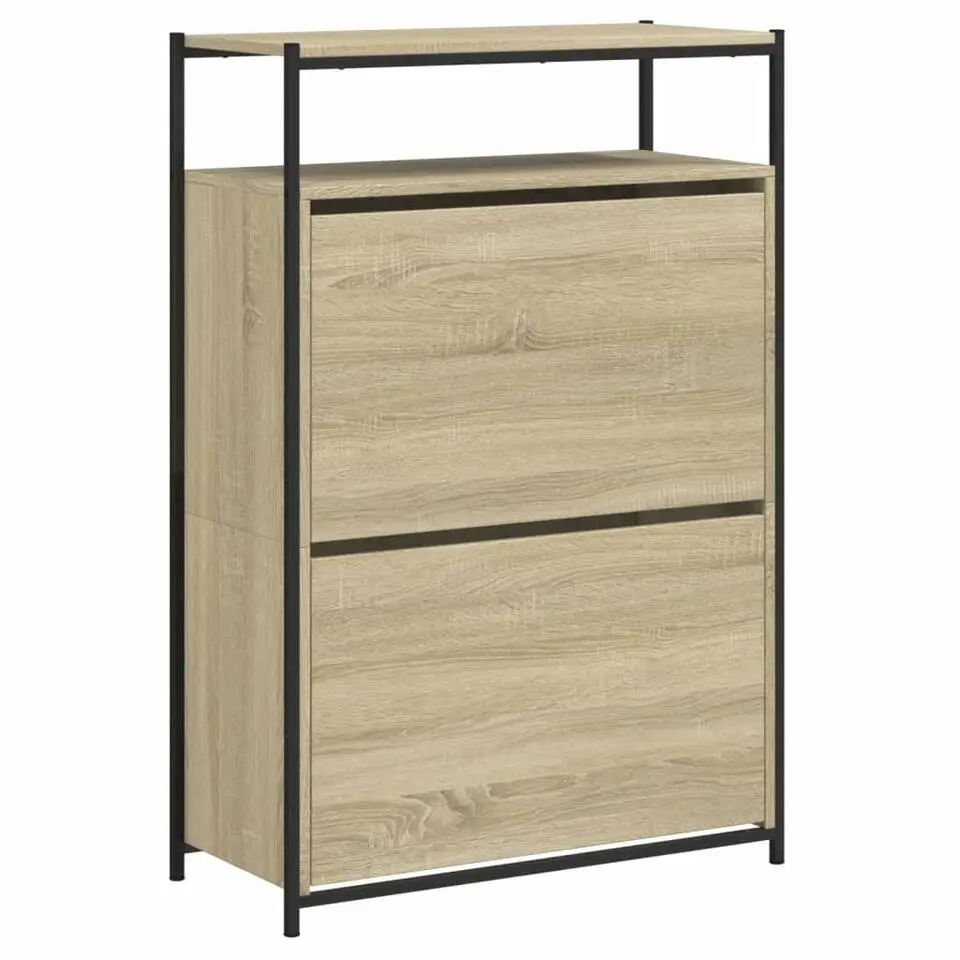 vidaXL - Schoenenkast 9 paar met 2 kleppen - Sonoma eiken - Hout - 75x34x112 cm