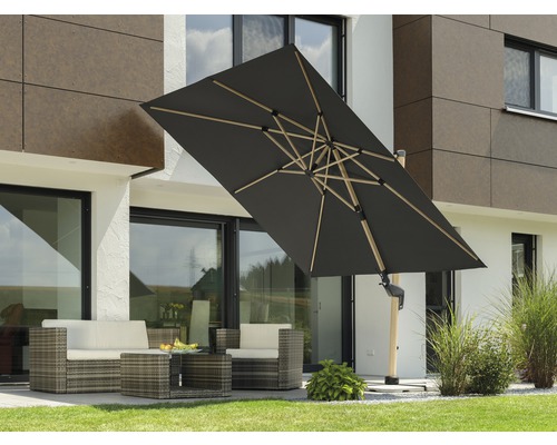 Schneider Rhodos Twist Woody parasol, 300 x 300 cm, H 264 cm, antraciet