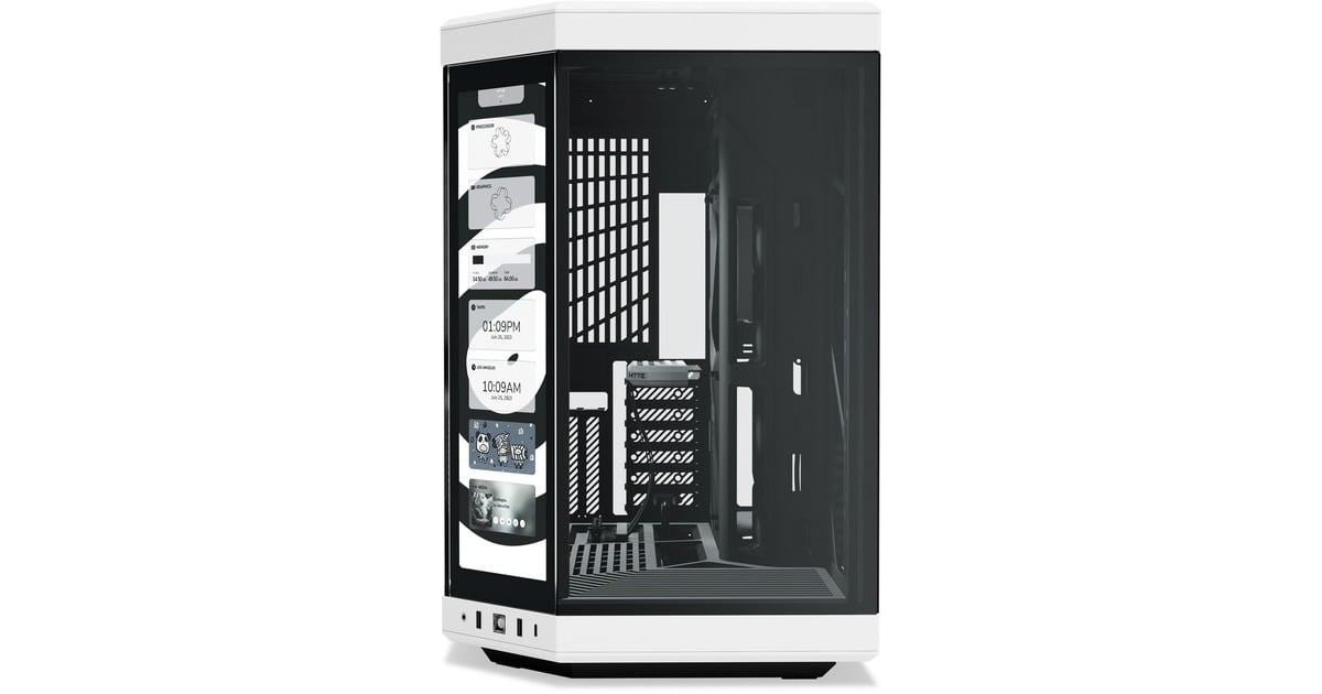 HYTEY70 Touch Infinite midi tower behuizing  (Wit/zwart | 2x USB-A | 1x USB-C | Tempered Glass)