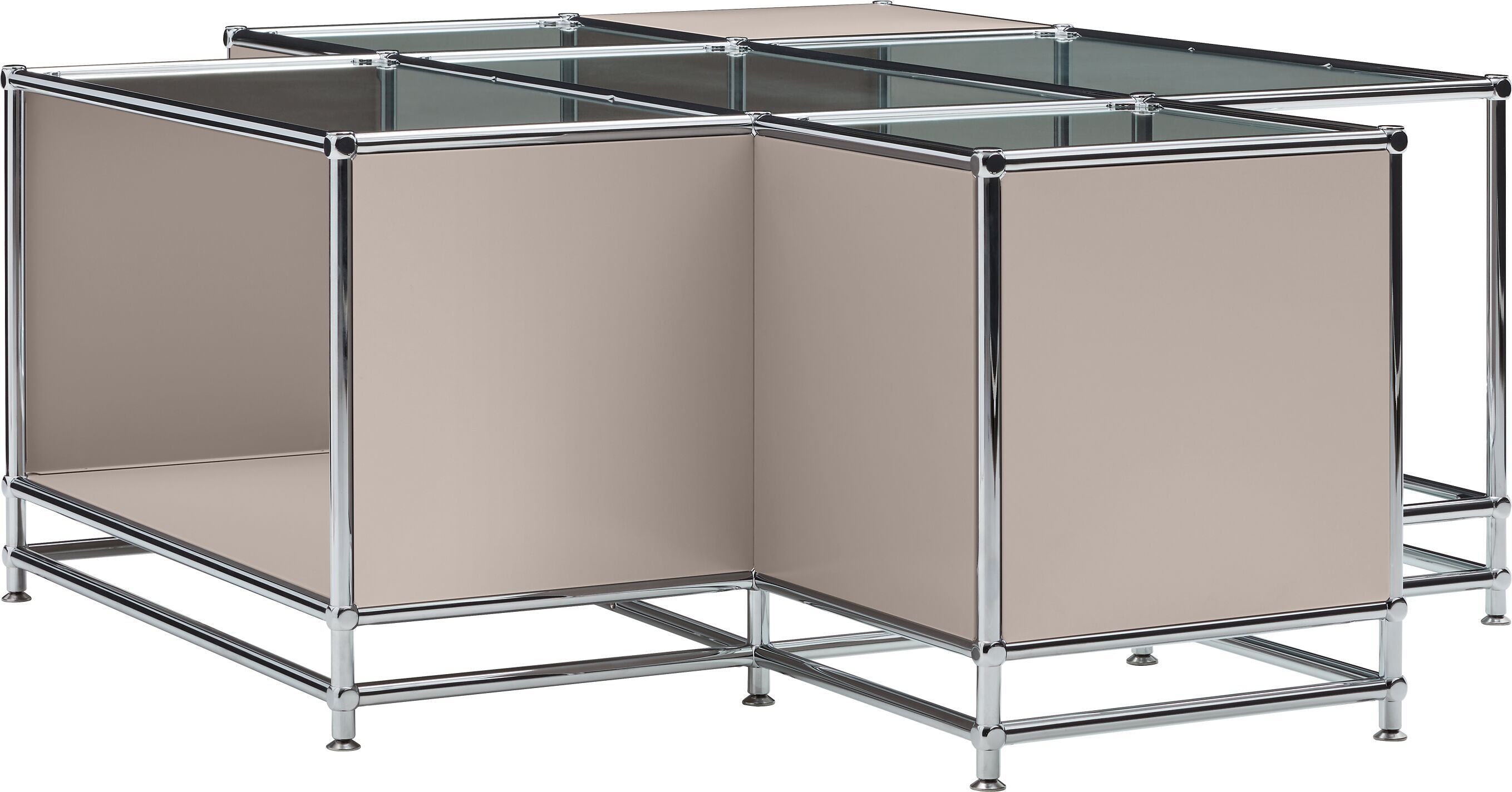FLEXCUBE_Salontisch_Glas_taupe_152x116 - Taupe / B: 152.5 cm x T: 115.0 cm x H: 49.0 cm
