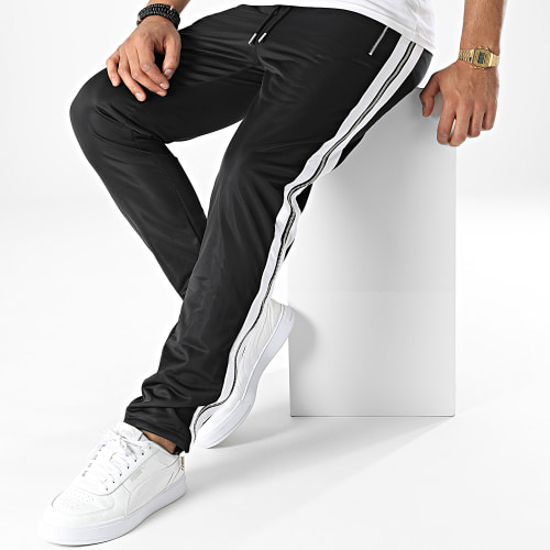 Pantalon Jogging A Bandes LL725 Noir Blanc