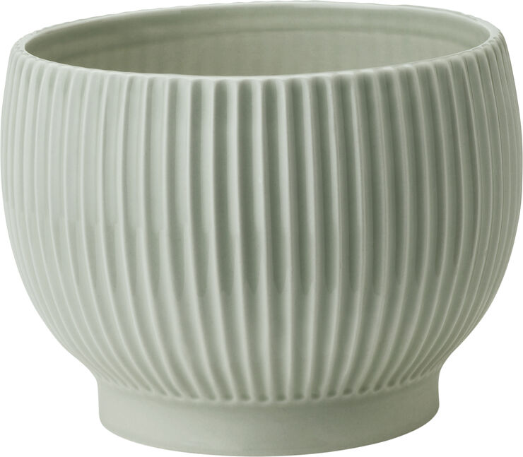Knabstrup Keramik Knabstrup urtepotteskjuler, riller mintgrøn, Ø 14,5 cm Ripple mint