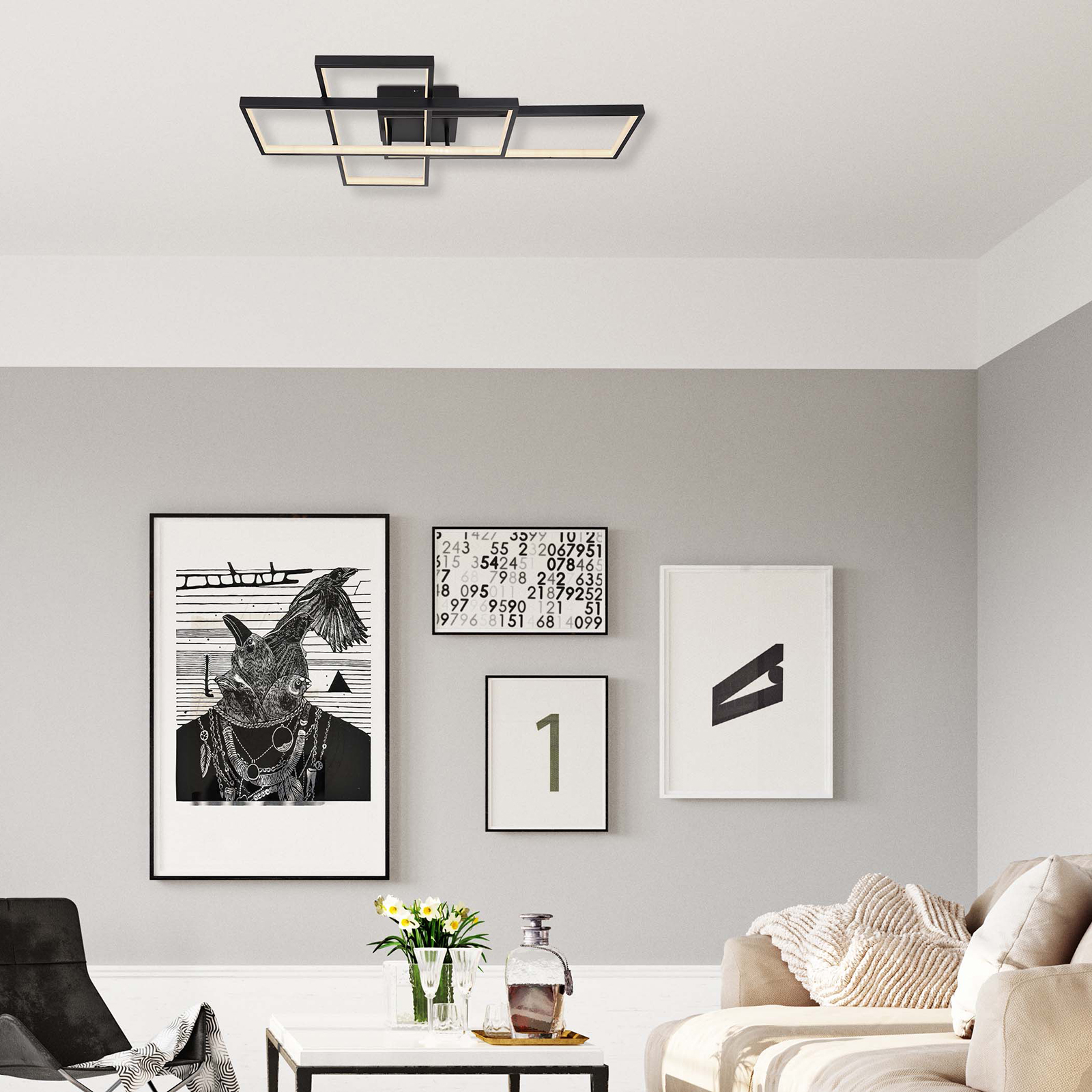 LED-Deckenleuchte - schwarz - dimmbar - SmartHome