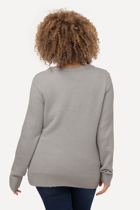 Pullover, Raffband, V-Ausschnitt, Langarm