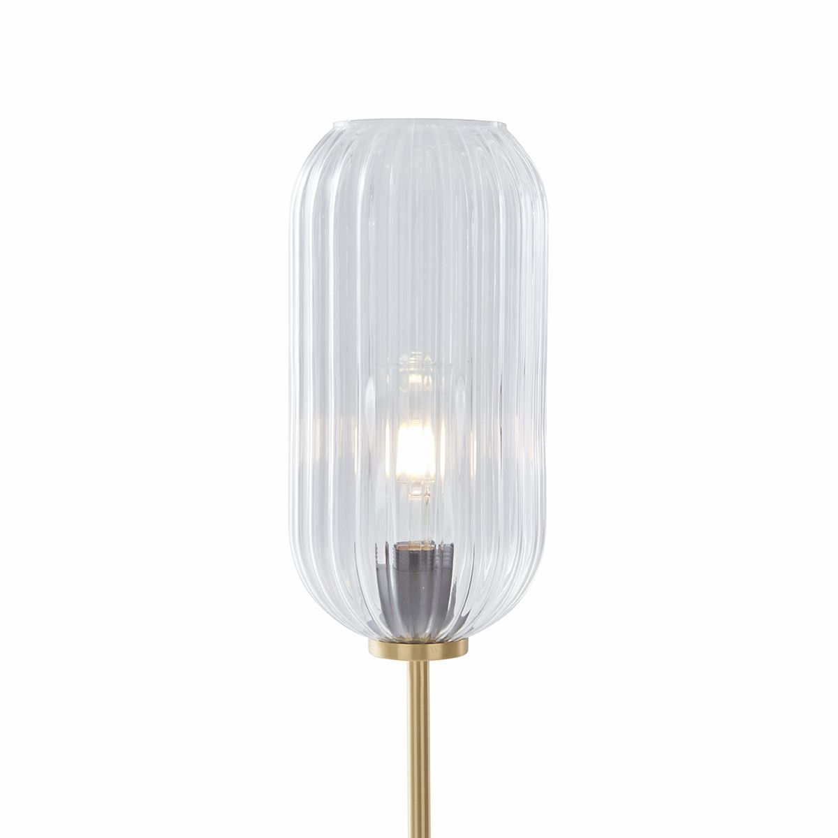 Art Deco vloerlamp messing met helder glas - Rid