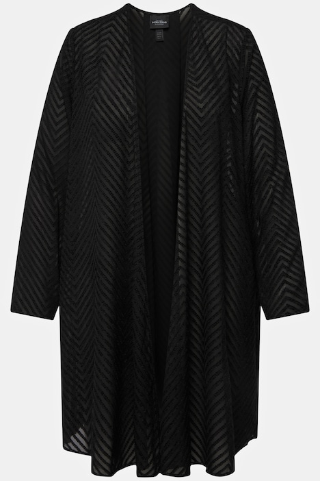 Indoorjacke, 3D-Zackenmuster, A-Linie, V-Ausschnitt