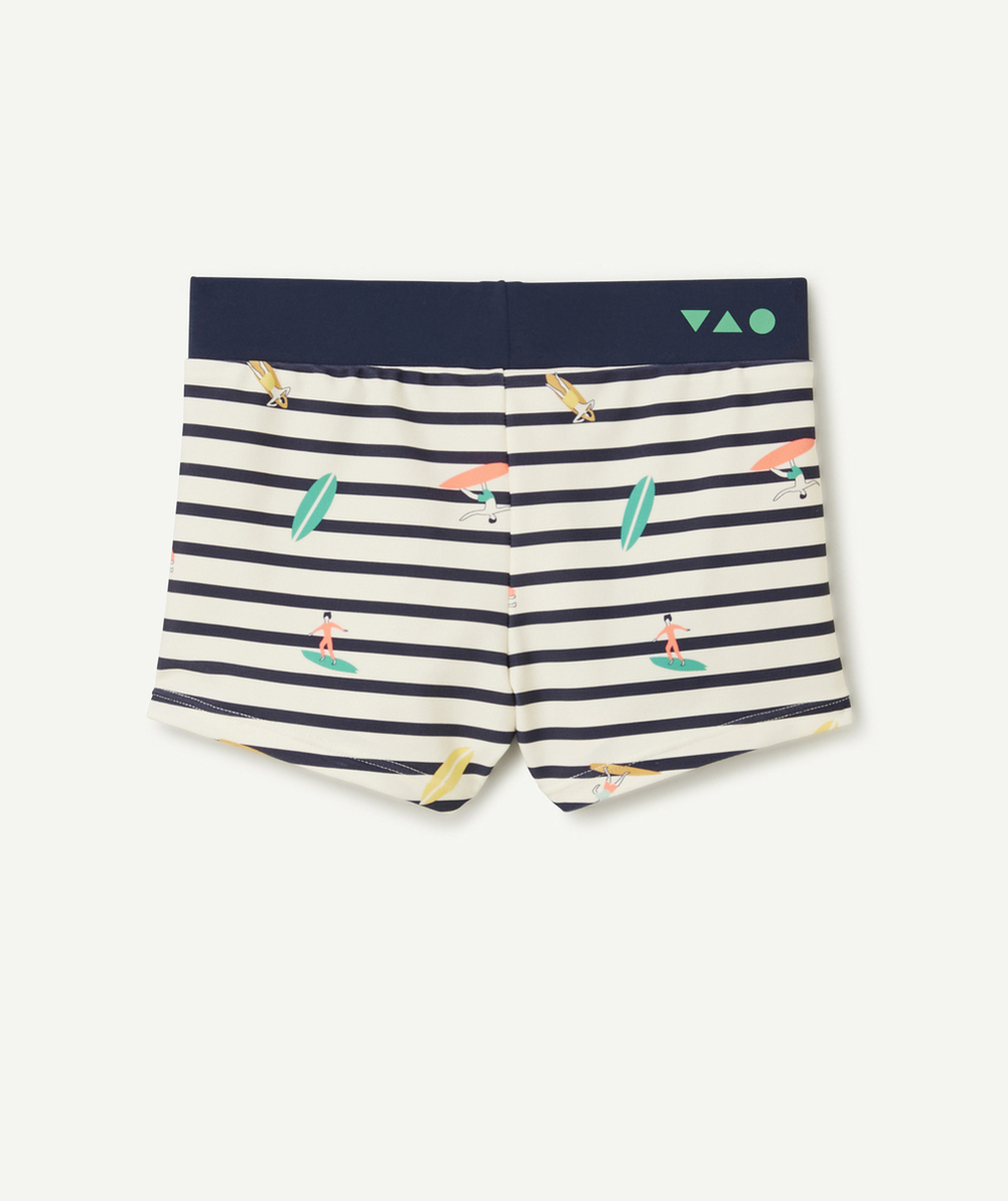 BOXER DE BAIN GARÇON EN FIBRES RECYCLÉES AVEC RAYURES ET IMPRIMÉS
