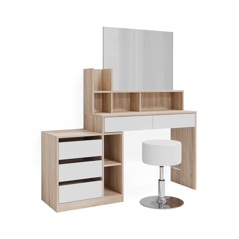 Vicco Schminktisch Anja 139,8 x 115 cm Sonoma Weiß Spiegel Frisiertisch modern