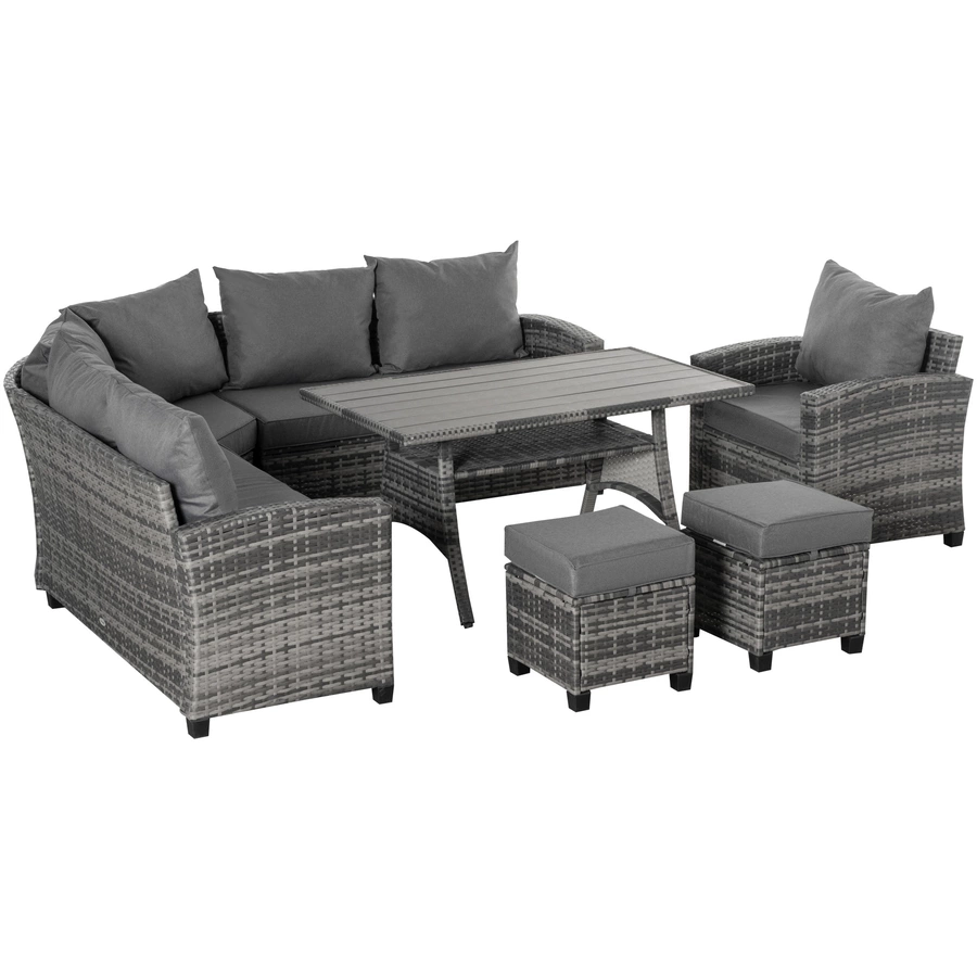 Outsunny Gartenmöbel Set mit Hocker grau