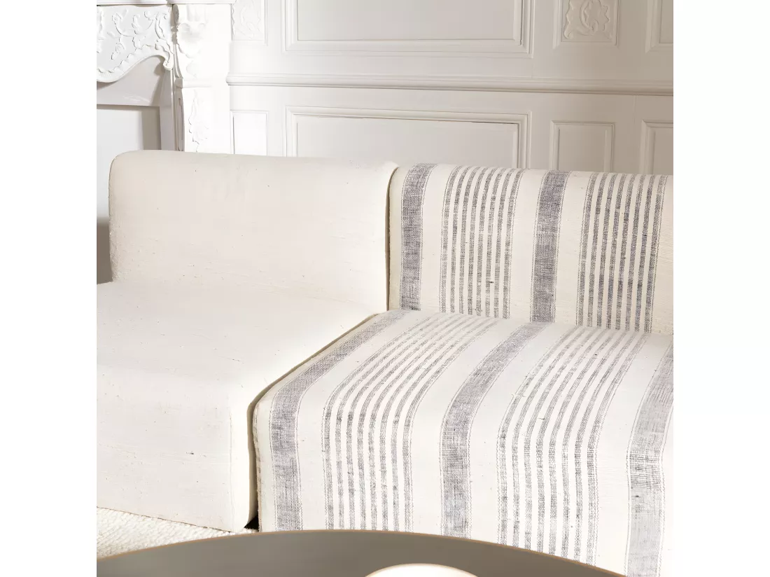 GLORIA - Canapé modulable 6 pièces en coton gris et beige