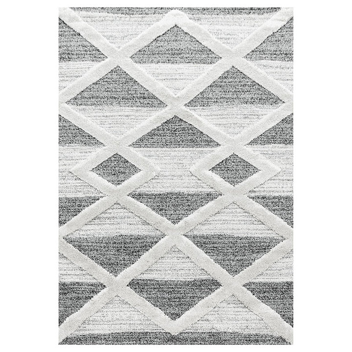 Scandinavisch vloerkleed - Pitea Lines Grijs/Creme