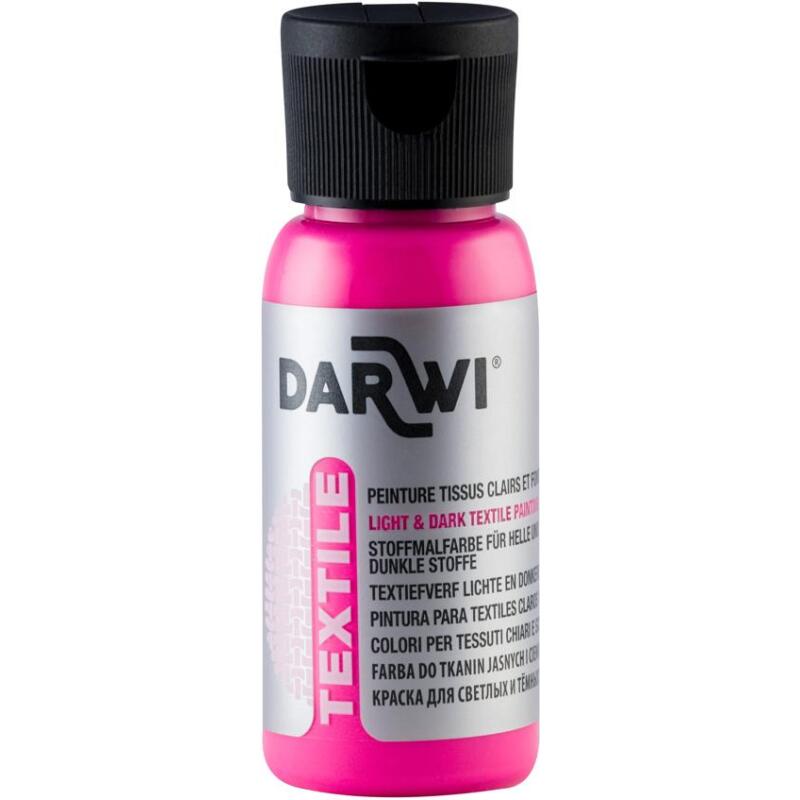 DARWI Flacon de 50 ml de Peinture Textile Fluorescente - Rose fluo