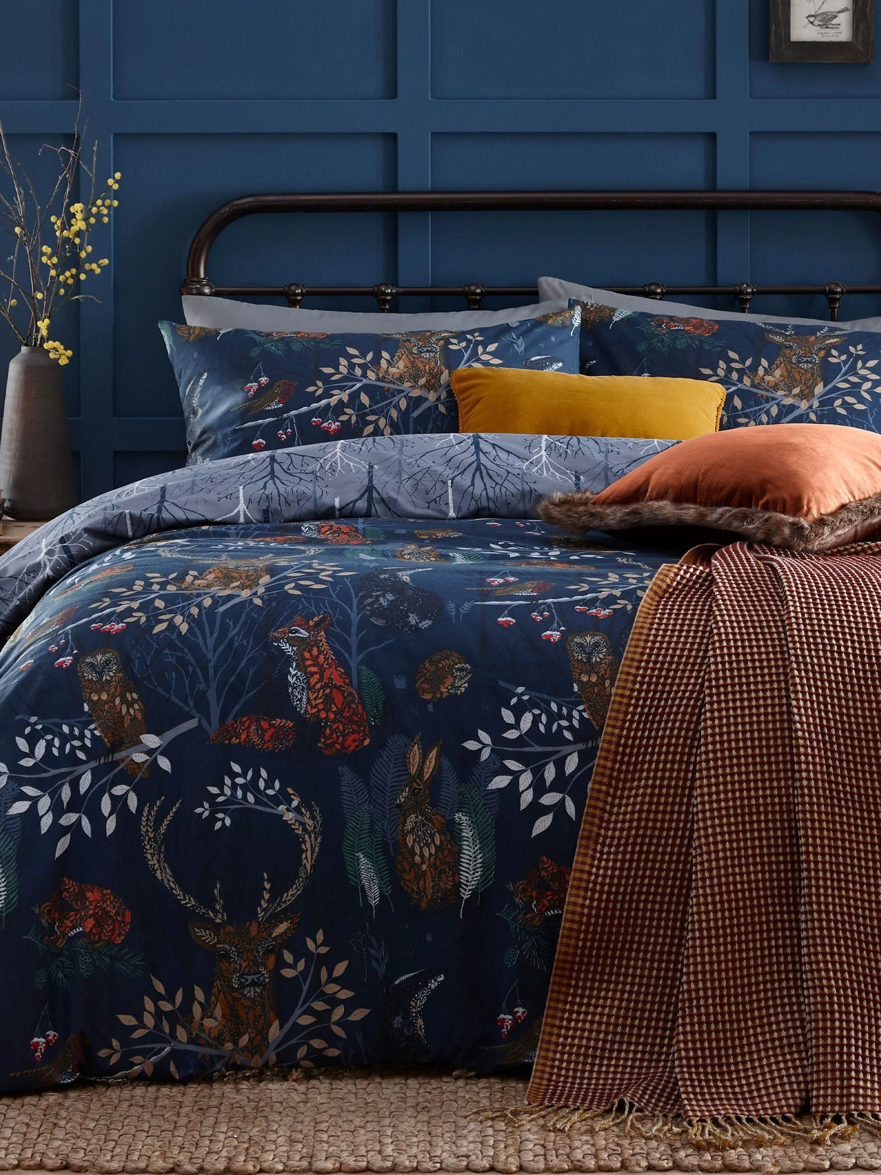 Furn Fauna Printed Woodland Reversible Duvet Cover And Pillowcase Set