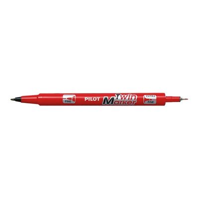 Pilot TWIN MARKER - Marqueur permanent - double pointe fine et extra fine - rouge