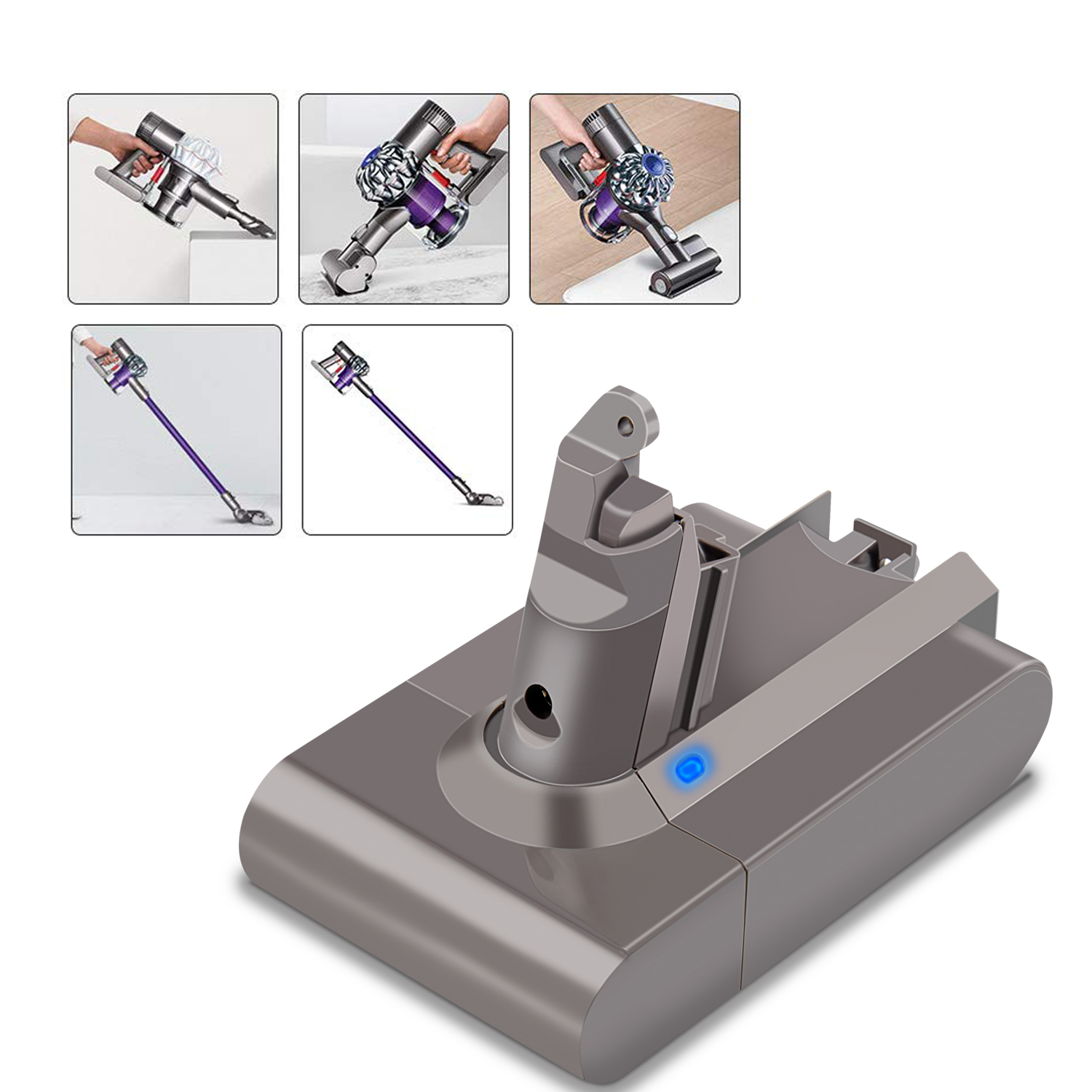 Dyson V6 Ersatz Akku Staubsaugerakku 21.6V / 2500mAh (AV6-6126) - Grau