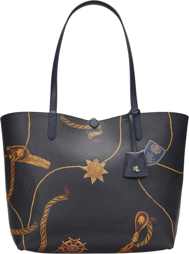 Lauren Ralph Lauren FAUX PEBBLE GRAIN-RVRSBLE TOTE-TTE- Refined navy/officer blt/navy