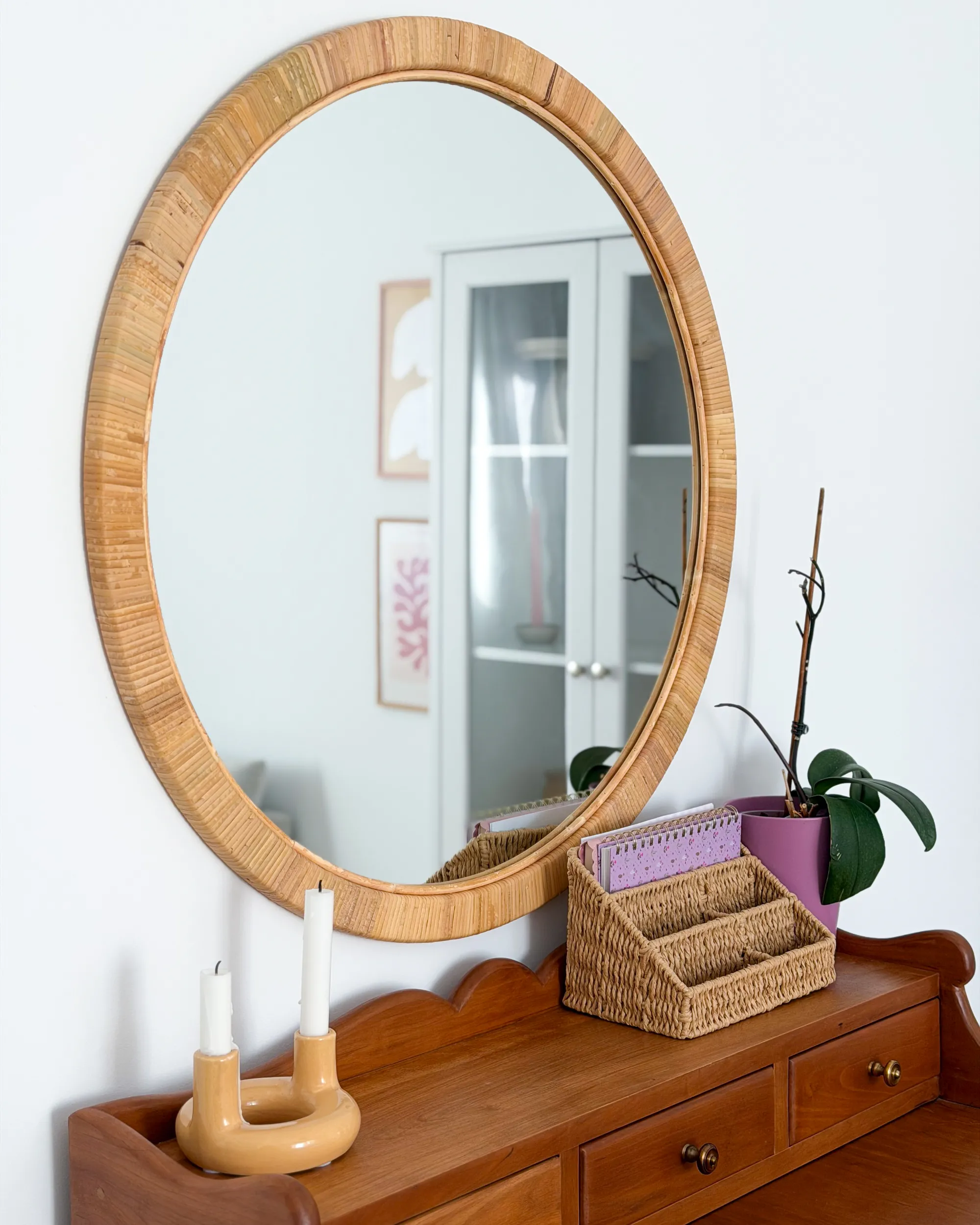 Wandspiegel ANLEZY 80 cm 80 cm Rotan Natuurlijk