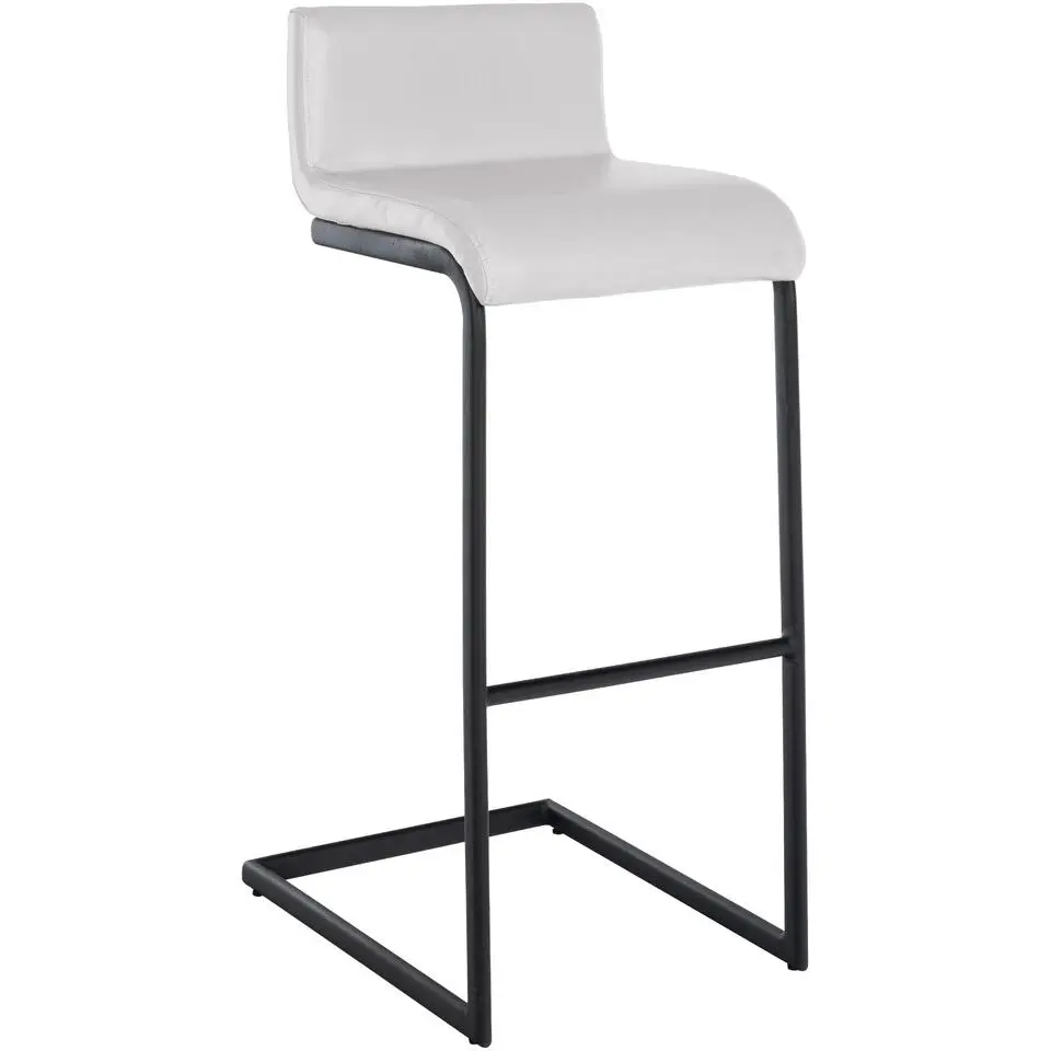 CLP Barkruk Newport zwart Frame - Kunstleer - wit