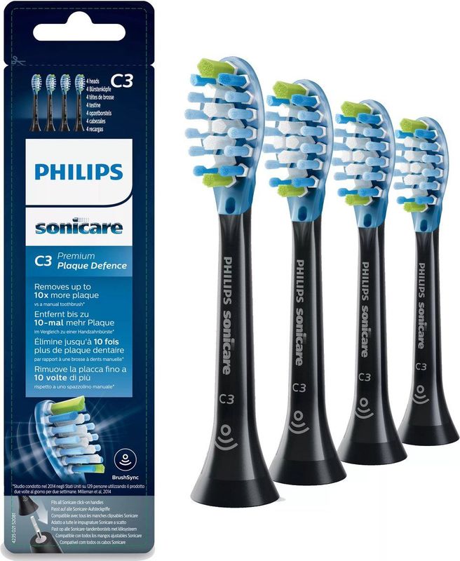 Philips - Sonicare Opzetborstels - Premium Plaque Defence - Zwart - 4 Stuks