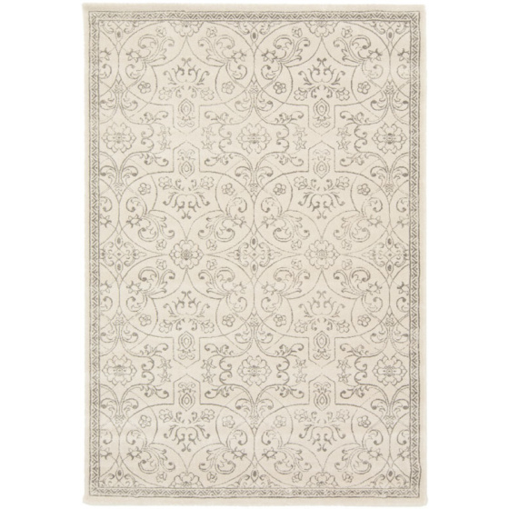 Tapis à motif floral oriental - arabesque - écru - 160 x 230 cm