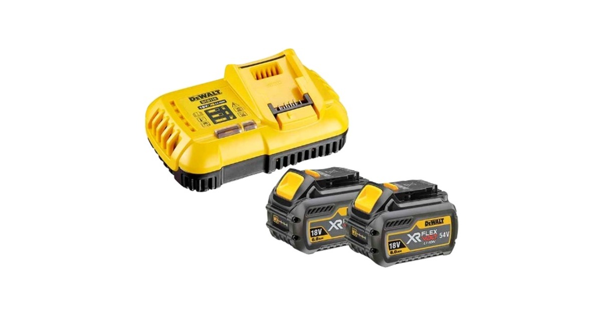 DEWALTXR Flexvolt Accu starterpack DCB118T2 set  (Geel/zwart, Snellader en 2 accu's (6.0Ah) inbegrepen )
