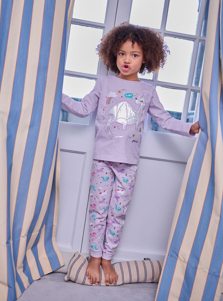 Pyjama violet animation dragon pour fille