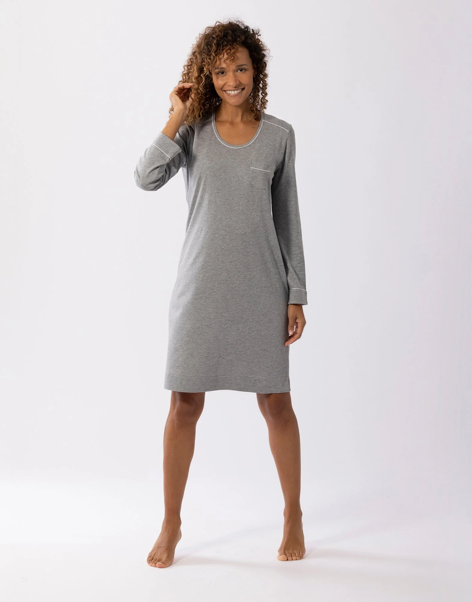 INTEMP A01 - Chemise de nuit en coton modal | Gris