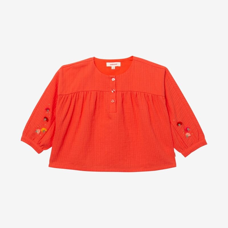Chemise bébé fille armurée orange brodée Catimini Orange