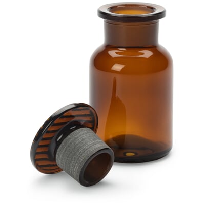 Vorratsflasche mit Glasstopfen, Volumen 100 ml, Braun