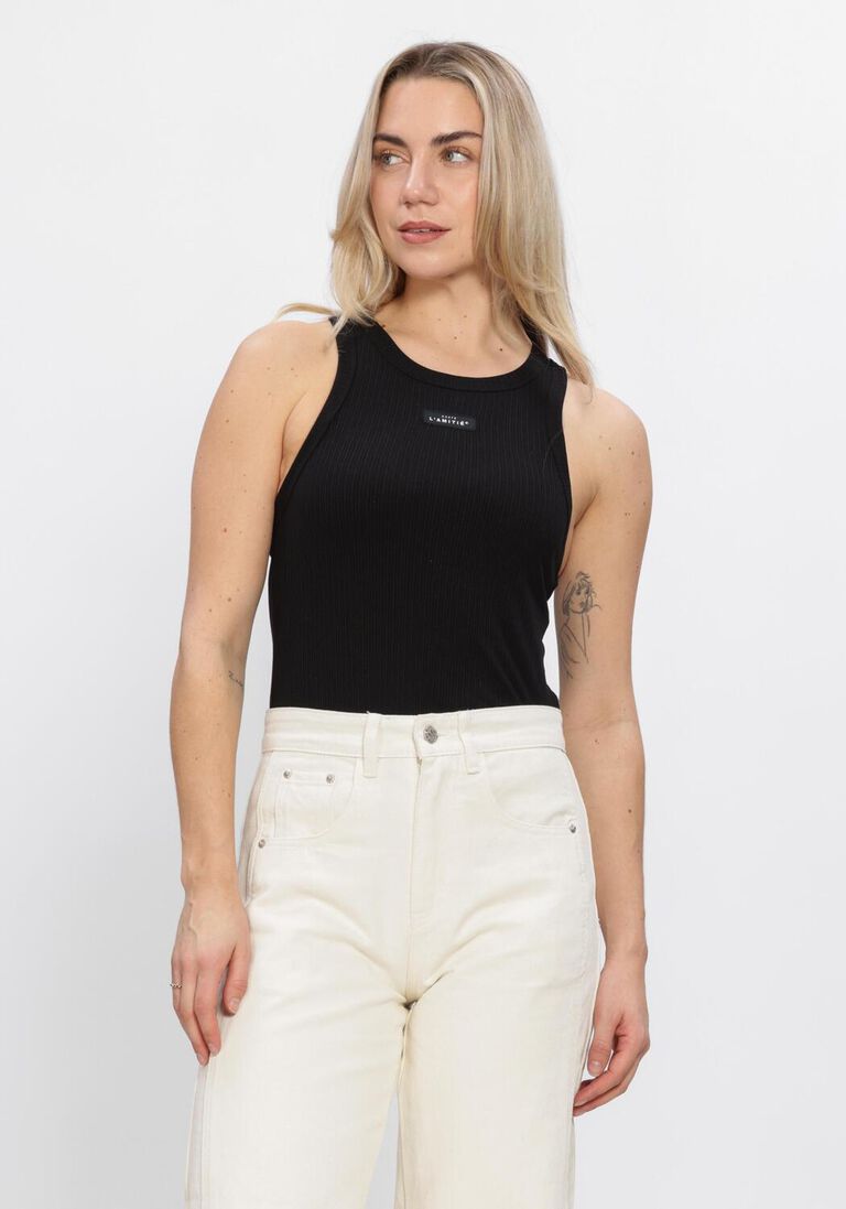 zwarte haute l'amitié top rib badge tank
