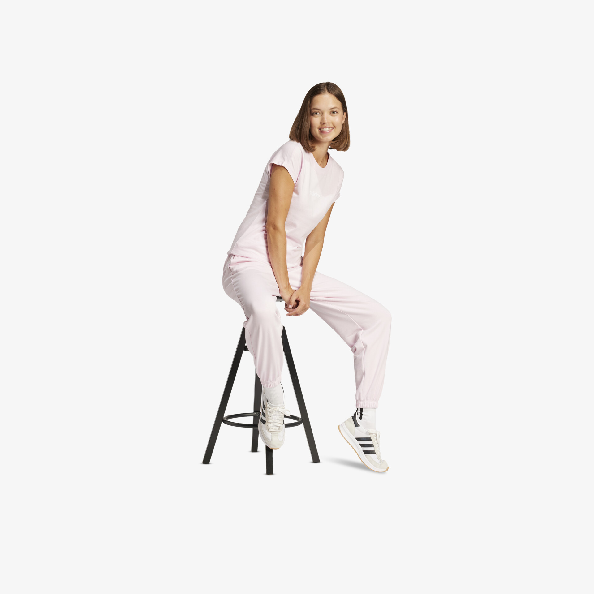 adidas Essentials Linear Cotton T-Shirt Damen T-Shirt rosa