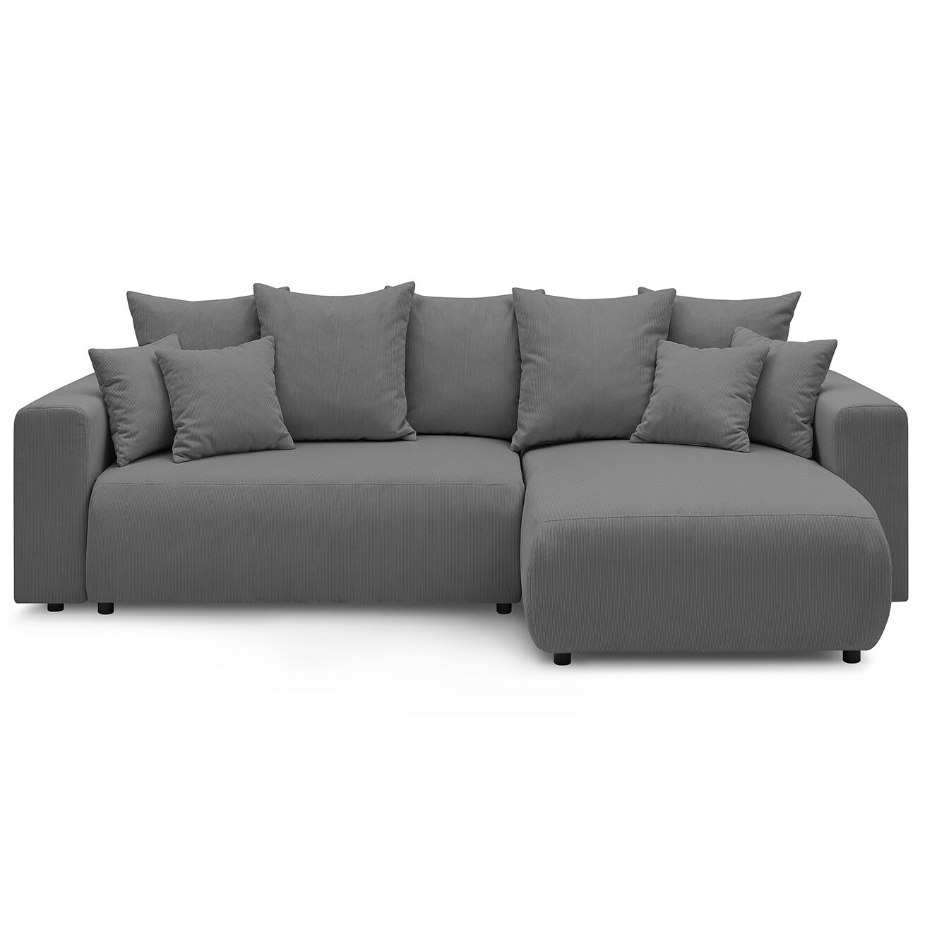 Bobochic Canapé d'angle convertible reversible velours côtelé Envy gris foncé - 282x153x95 cm