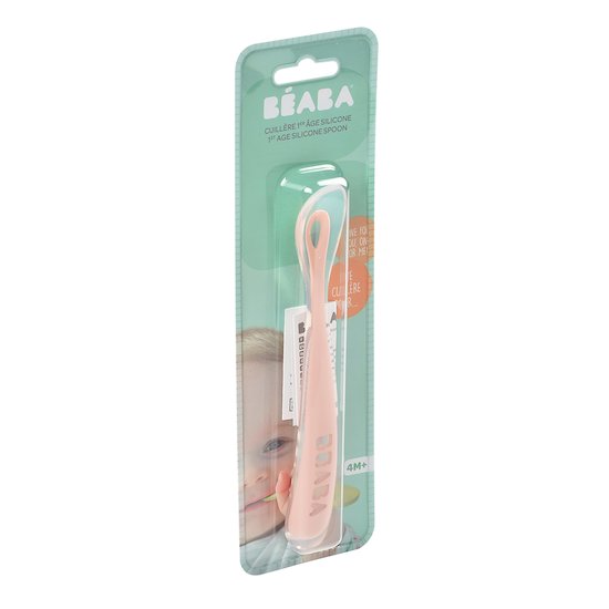 Cuillère 1er repas silicone   Old Pink        de               Béaba