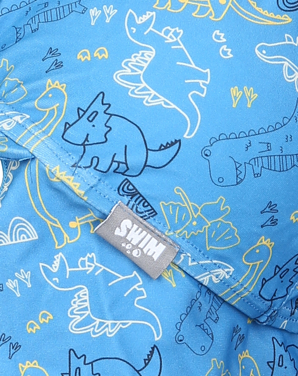 Bademütze DINO mit Nackenschutz in blau