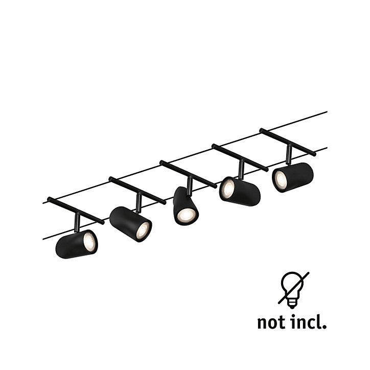 Kit cable wire LED système cup IP20 5x10W GU5,3 L.100 x l.10 x H.12,4 cm Paulmann noir dépoli