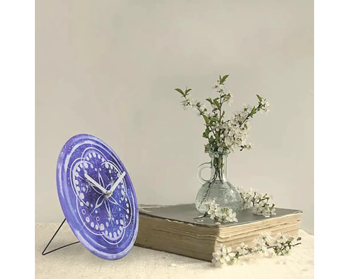 Cosmo tafelklok, gehard glas, indigo, Ø 20 cm