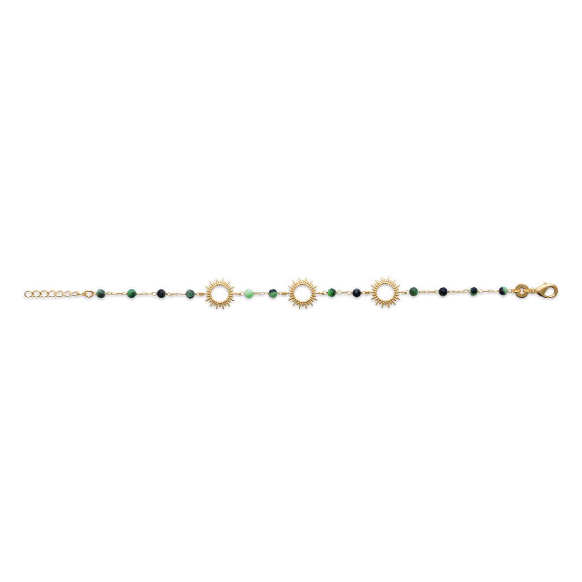 Bracelet Brillaxis motif soleil et pierres rubiszoisite