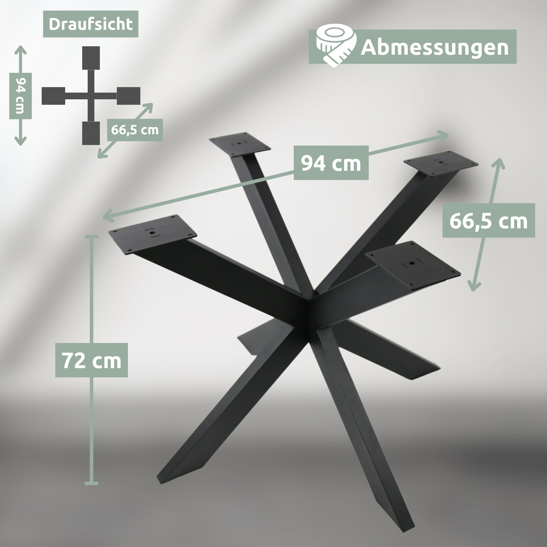 holz4home® Hora Spider Round Tischgestell Mittelfuß metall schwarz