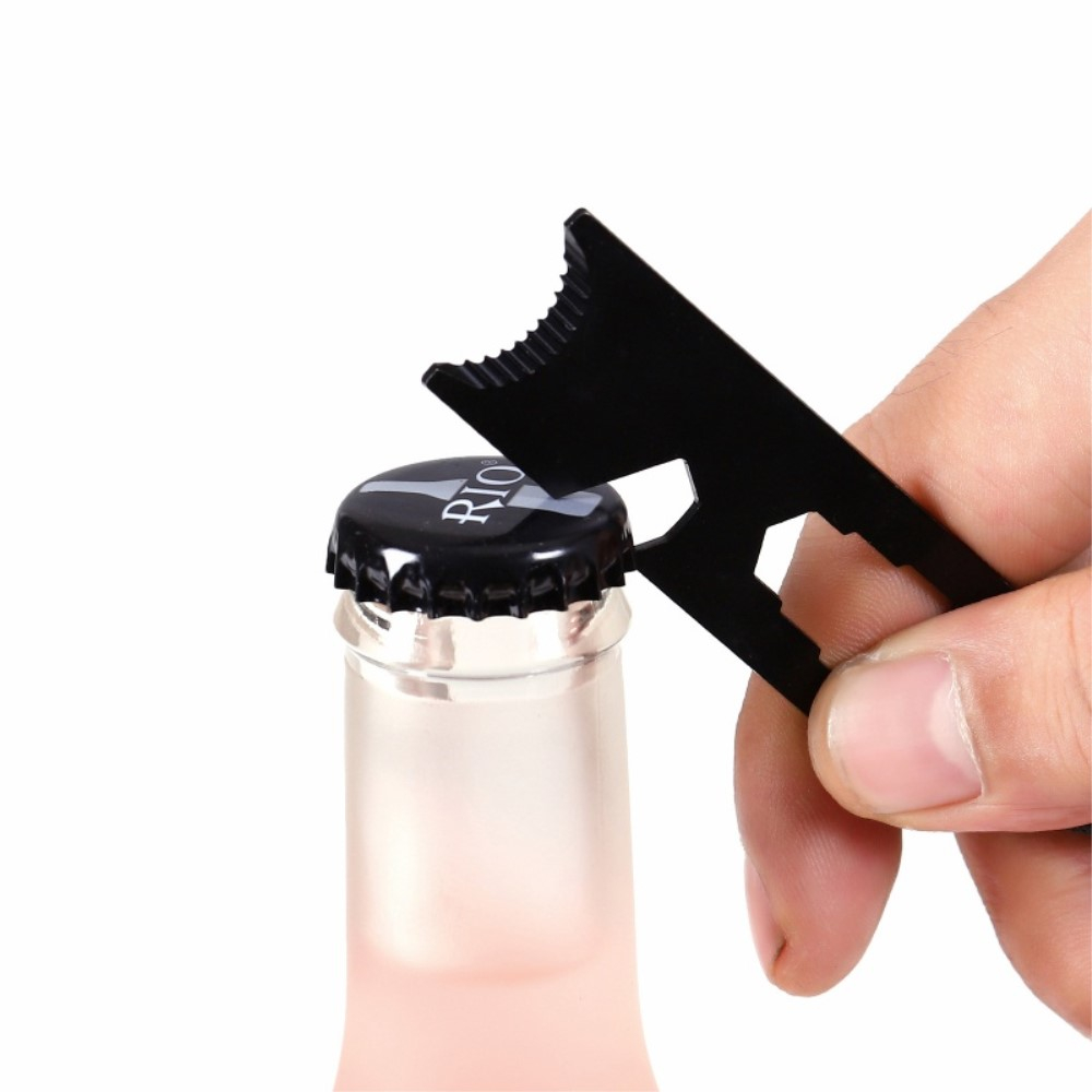 (2in1) Edelstahl Feuerstein Schaber Survival Feuerstarter Outdoor Werkzeug für Zündstein Feuerstahl inkl. Flaschenöffner - Schwarz
