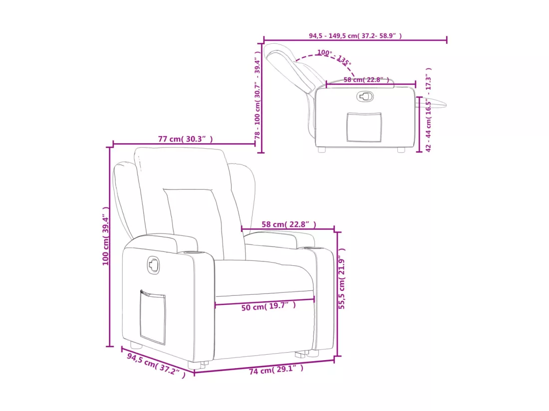 Fauteuil inclinable Noir Similicuir