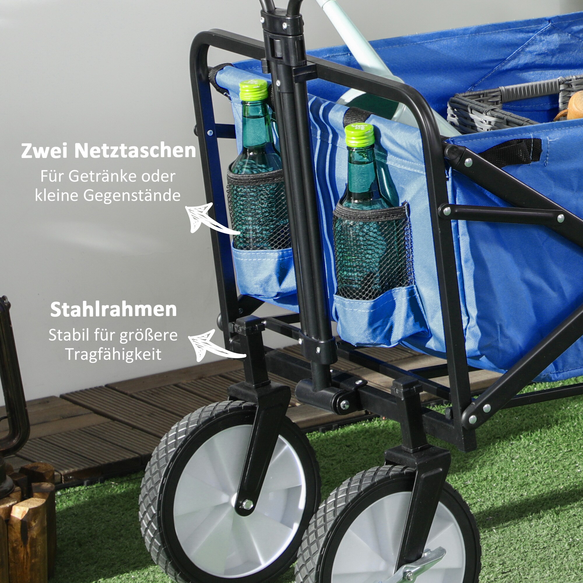 Outsunny Bollerwagen faltbar dunkelblau 107 x 51 x 91,5 cm (LxBxH)