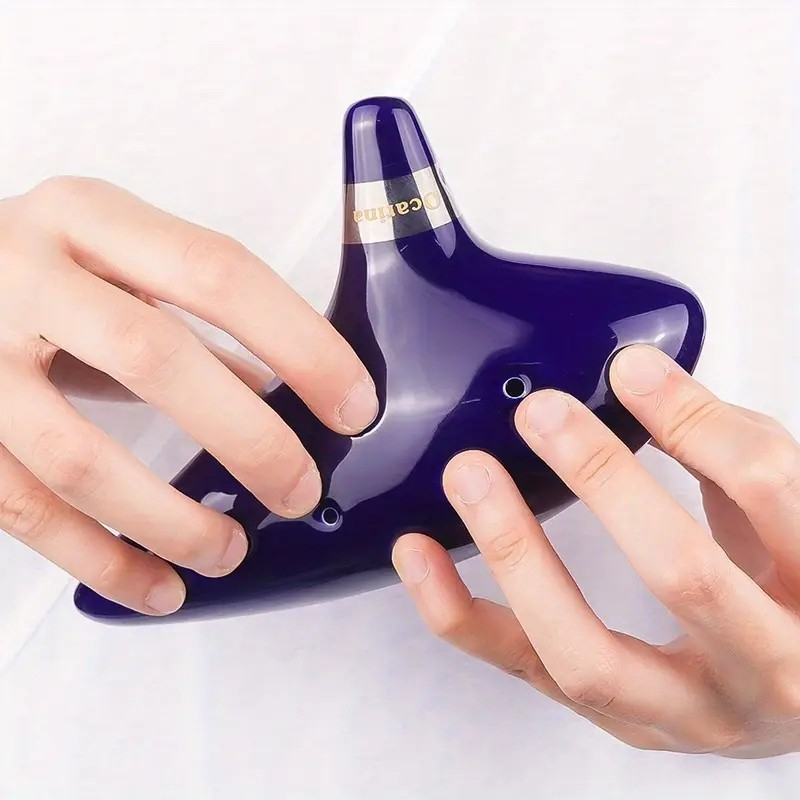 Keramik Okarina Flöte Musik Instrument 12 Loch Gefässflöte - Blau