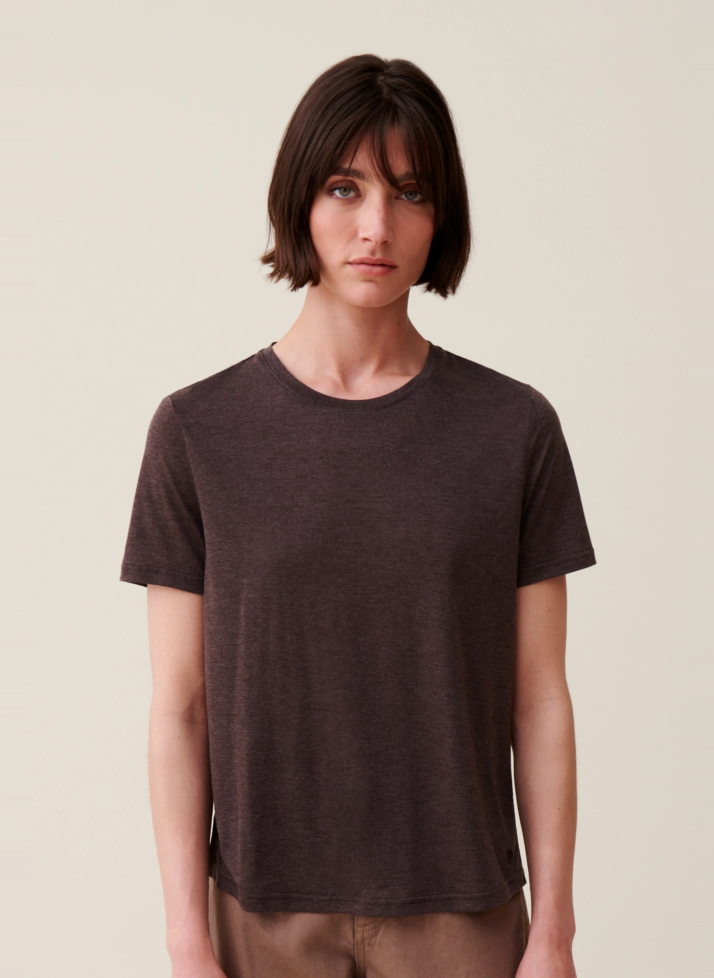 Tee-shirt manches courtes brodé | Marron