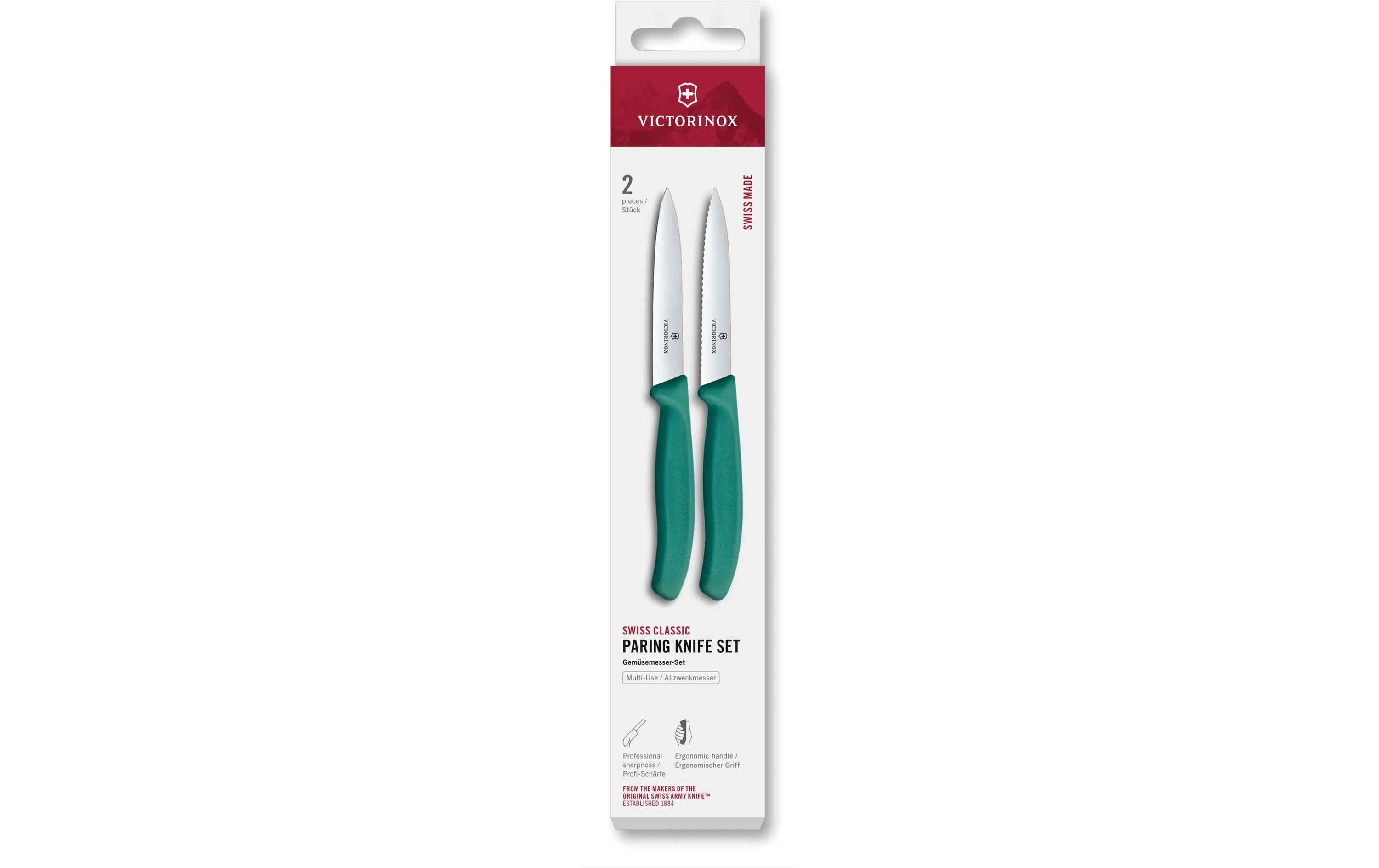 Messer-Set Swiss Classic, 10 cm, Grün, 2 StückSchälmesser-Set mit gerader und mit gezackter Schneide