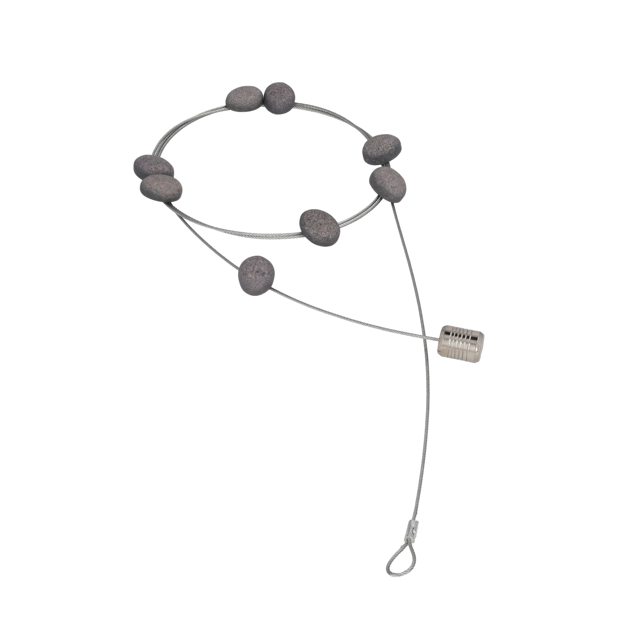(150cm) STONE Fotoleine Bilder Halter Organizer inkl. 8 Magnete im Stein Look (TF5150) - Silber