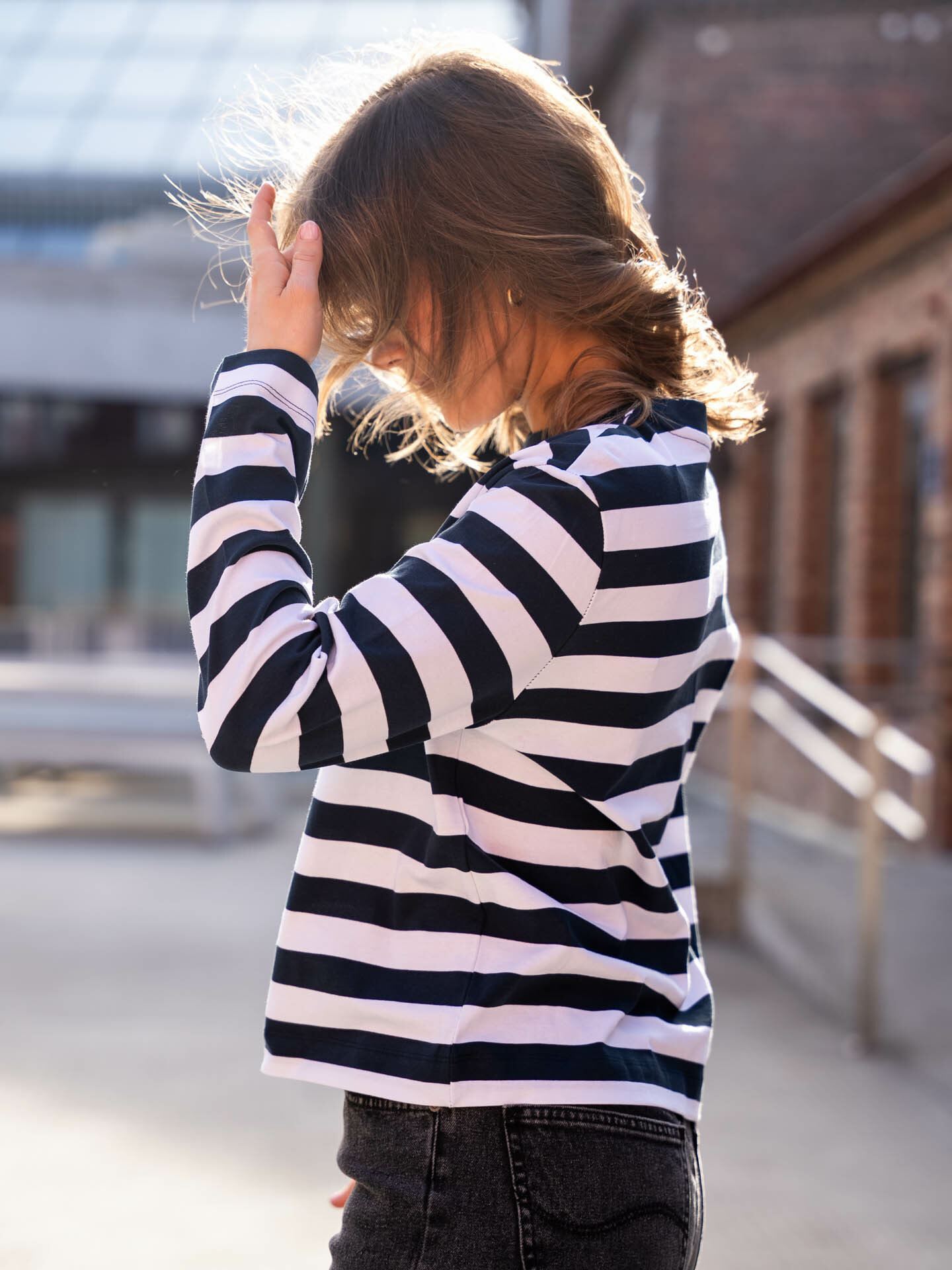 Essential Long Sleeve Striped Boxy Tee